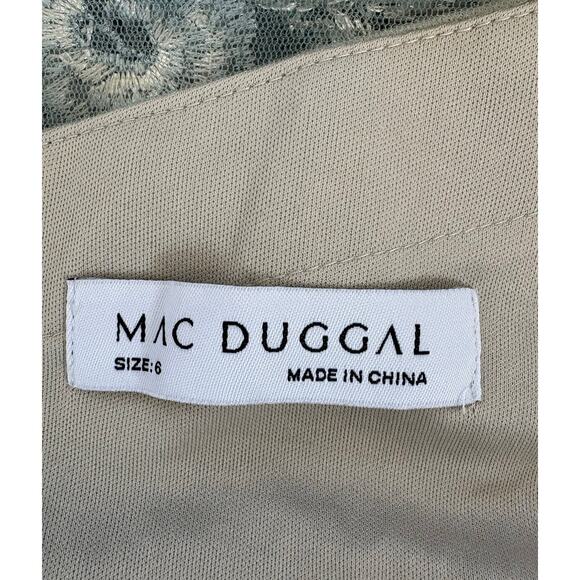 New Mac Duggal Floral Sequin Illusion Gown Mist Size 6 Elegant Evening Dress - Picture 10 of 10